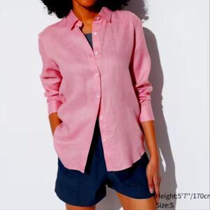 Uniqlo 100% Soft Linen Top. Soft Girl, Preppy, Classic